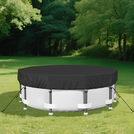 SAFANA 10FT Pool Covers for Above Ground Pools, Round Swimming Pool Cover with Nails [Upgrade 420D Thicker] Protective Leaf Cover, Tear Resistant Durability Fabric, UV Resistance, Black