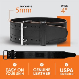 Weight Exercise Belt for Men & women - Ideal for Powerlifting deadlifts, Lunges (Black/Black, Medium)