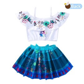 AmzManch Mirabe Swimsuit for Girls Encanto Bikini 2 Pieces Bathing Suit with Adjustable Strap Beach Swimwear Madrigal Tankini Set White Size 12/10-11Years