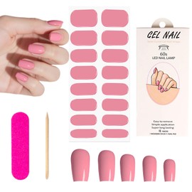 SUNNIFLY Nagelfolie UV Härtend, 16 Stück UV Gelfolien, Nagelfolie Selbstklebend mit Reibestreifen und Nagelentferner, für Nageldekoration, DIY (rosa)