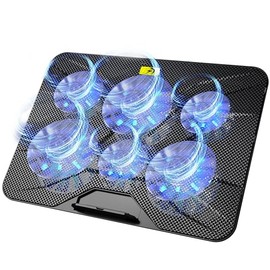 AICHESON Almohadilla de refrigeración para laptop con 6 ventiladores de alta velocidad, enfriador para laptop con ángulos ajustables, compatible con p
