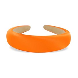 axy Headband made of padded silk fabric in elegant festive colours, beautiful women's headband, hair accessory, hair band, HRK2Ro (neon orange, wide)
