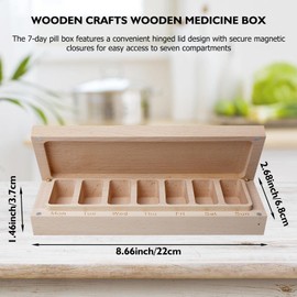 7 Day Pill Box: PRITOK Beech Wood Pill Box 7 Day Pill Organiser with Magnetic Closure Ideal for Storing Vitamins Pills and Supplements