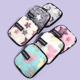 MAANGE Travel Reusable Makeup Remover Pads, 6 Counts Colorful Facial Cleaning Puffs, Face Wash Sponges, Square Shape Fluffy Face Washing & Skin Cleansing Pads, Comfort Hygiene Products