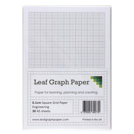 A5 Graph Paper 1mm 0.1cm Squared Engineering - 30 Loose-Leaf Sheets - Grey Grid