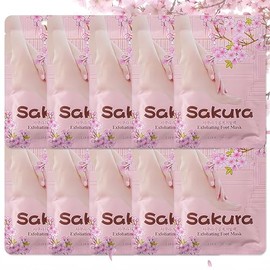 ASMAYSA 10 Pack Sakura Peel Foot Mask Bulk, Exfoliating and Moisturizing Socks for Dry Cracked Feet, Gentle Dead Skin and Callus Removal, Softening Spa Treatment for Women and Men