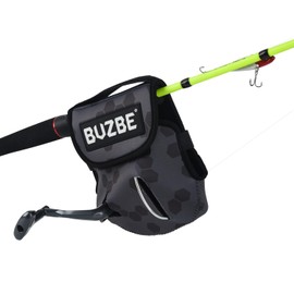BUZBE Neoprene Spinning Reel Cover - Medium - Grey Hex