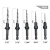 Saipor 5pcs Wood Tapered Countersink Drill Bit Set Hex Shank