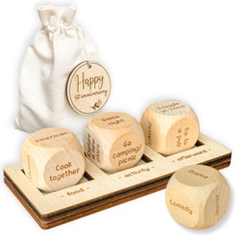 WOODAMORE 1 Year Anniversary Wooden Gifts for Girlfriend Boyfriend - 1st Anniversary Wood Gifts for Him Her, First Marriage Presents for Husband Wife, One Year Wedding Date Night Dice for Couples