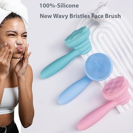 2 cepillos de limpieza facial de silicona, exfoliante manual, exfoliante facial, exfoliante, exfoliante, exfoliante, cerdas ultrafinas para piel sensi