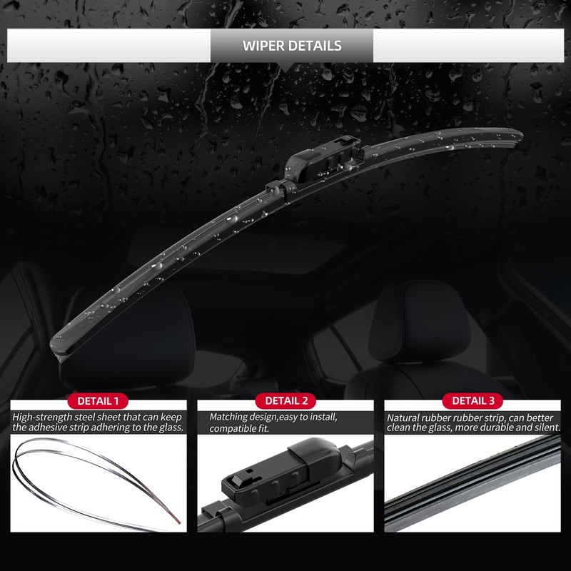 Replacement For Jaguar F-PACE fpace 2017-2024 Windshield Wiper Blades-Car Front