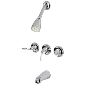 Kingston Brass KB2231YL Yosemite Three Handle Tub Shower Faucet, Polished Chrome, 3-1/8 inch Diameter Escutcheon, Polished Chrome