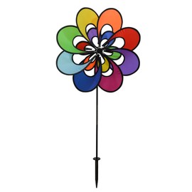 In the Breeze Spectrum Double Windee Wheelz - Ground Stake Included - Colorful Flower Spinner for Your Yard and Garden,2723
