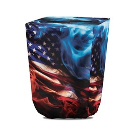 Tomeusey Electric Jack Cover 300D Heavy Duty Tongue Trailer Jack Cover, American Flag Flame Print Universal RV Travel Trailer Jack Protective Cover Rv Accessories for Outside, 4th of July