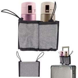 ZHMEINA Luggage Cup Holder, Luggage Drink Caddy For Suitcase, Carry On Luggage Cup Holder, 2 Coffee Cups With Tight Drawstrings, Essential Luggage Accessories For Flights And Travel (Grey)