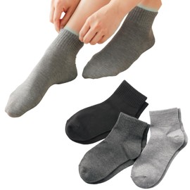 Smile smile Cool Socks, 3 Pairs Set, Women's, Summer, Short Length, Sweat Absorbent, Quick Drying, Cool to Touch, No Stuffy, Black, Gray, Rayon, QMAX 0.2 or above