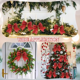 12PCS Bows for Christmas Tree, Glitter Christmas Bows for Tree, Large Christmas Bows, Christmas Tree Bows, Red Wreaths Bows, Red Christmas Tree Decorations Ornaments