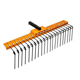 LTSEAME 5FT Durable Pine Straw Rake Steel Spring Landscape Rake Fits 2" Receiver for Lawn Tractors or ATV/UTV Orange