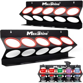 Maxshine Universal Detailing Spray Bottle Holder - Mobile Detailing & Car Garage Organizer, Holds 5 Sprayers (16oz) with 4 Small Holes, Lightweight Design, Easy Wall Mounting (Set 2)