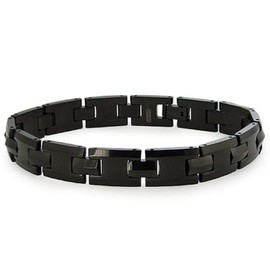 Black Tungsten Carbide Link Men's Jewelry Bracelet Sz 10"