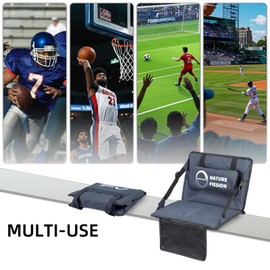 NATUREFISSION Stadium Seat with Back and Lumbar Support and Padded Cushion Foldable and Portable Perfect for Bleacher Chair in Sports Events and Camping Lawn Use (Indigo Blue)