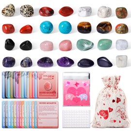 Mity rain Valentines Day Cards for Kids School - 28 Sets Gem Valentine Cards Valentines Day Gifts for Kids, Natural Gemstone Valentine Exchange Party Favors Love Healing Crystal Gemstone Rocks