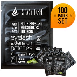 100 Pairs Set Premium Under Eye Gel Pads for Eyelash Extension - Lint Free Patches with Vitamin C and Aloe Vera by Stacy Lash supplies and Beauty tools - Hydrogel Eye Pads - Skin Moisturizes