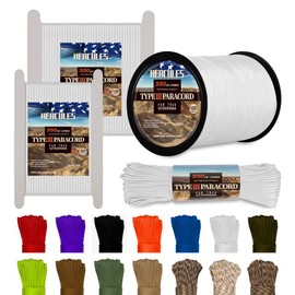 HERCULES Type III Paracord 550 Paracord Rope Parachute Cord, 50' White Paracord for Survival Paracord, Survival Cord