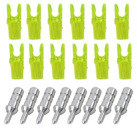 UP100 24 Sets Outer Diameter 4.2mm Pin Nock L Size Archery Arrow Pin Nock Arrow Tail Wings for Compound Recurve Bow Carbon Arrow (Transparent Yellow)