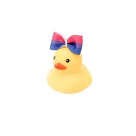 Pride Themed Yellow Rubber Duck Ducks - Pink Purple Blue Striped Bisexual - Individual or Pack of 2 (Hair Bow Duck)