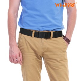 WHIPPY Mens Elastic Stretch Belt Unisex Adventure Web Belt for Women Men with Non-Metal Buckle Adjustable Belts,Black,Fit Waist Size Upto 55"