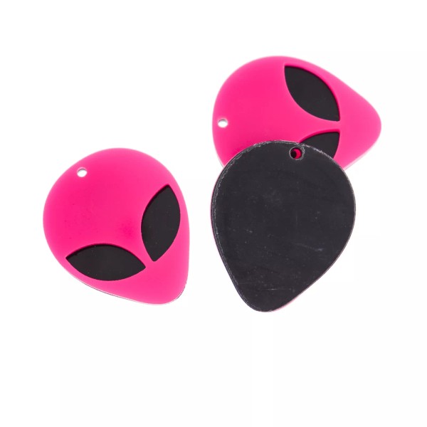 Unbranded 2 Pink Alien Acrylic Charms - K613