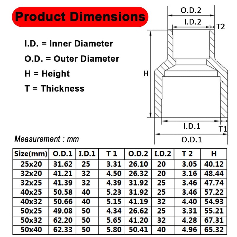 HATOOLHA PVC Reducer Connectors Industrial Grade Thick PVC Pipe Fitting
