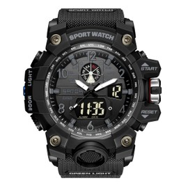 KXAITO Men's Watches Sports Outdoor Waterproof Military Watch Date Multi Function Tactics LED Alarm Stopwatch (3169 Black)