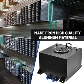 5 Gallon Fuel Cell 20L Universal Gas Tank with Level Sender,Aluminum Polished Racing Street Drift Strip Fuel Tank with Quick Release Fuel Cap,Black