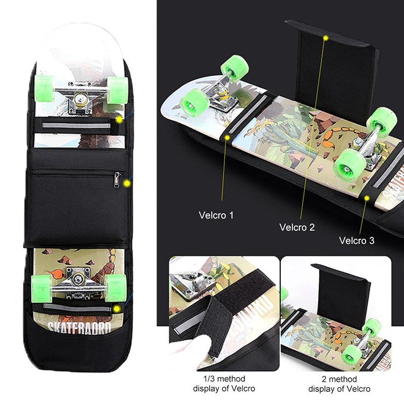 Elolicu Skateboard Backpack Bag, Foldable Carrier Travel Skateboard Bag Regular