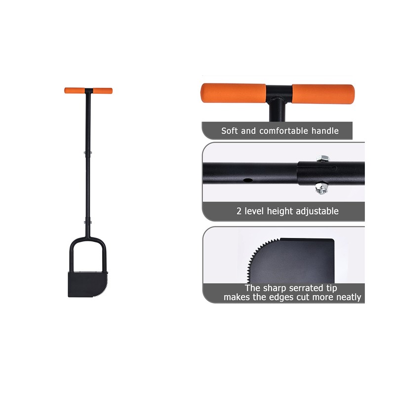 BARAYSTUS Height Adjustable Garden Edger Tool, Hand Steel Edger, Half