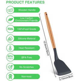 Silicone Rubber Kitchen Cooking Spatula - Heat Resistant - Nonstick - Medium to Large Rubber Kitchen Spatula
