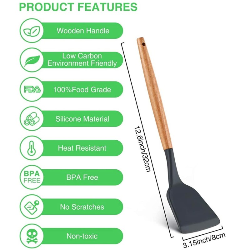 Silicone Rubber Kitchen Cooking Spatula - Heat Resistant - Nonstick