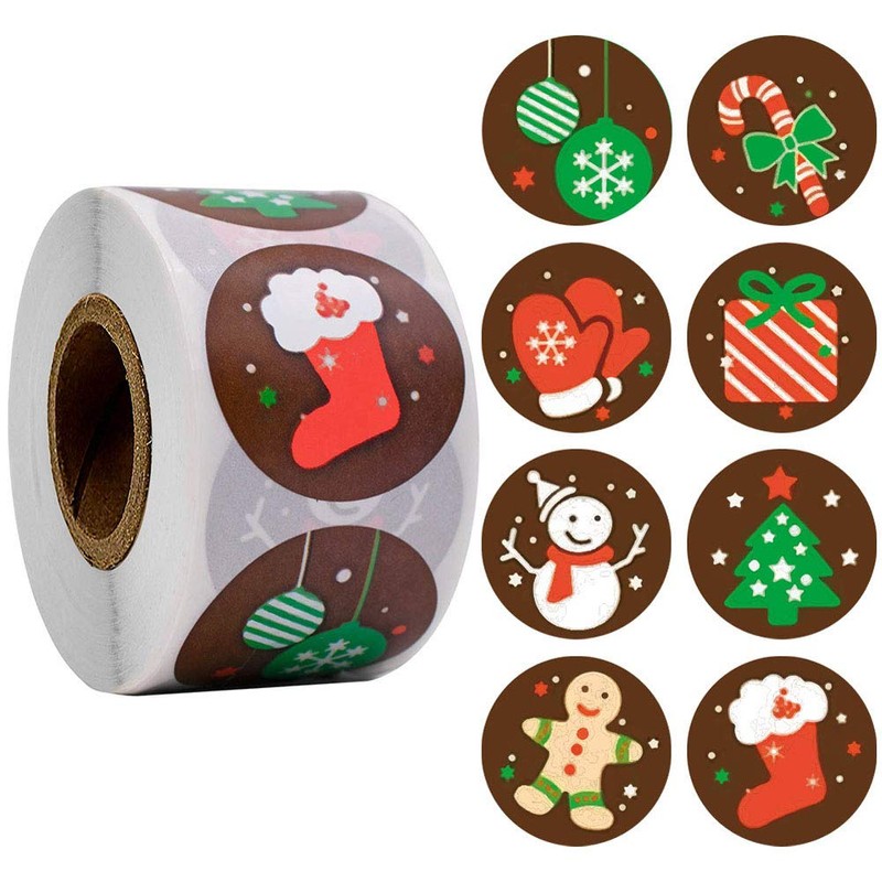 500 Pieces Merry Christmas Stickers, Christmas Round Label Stickers Envelope