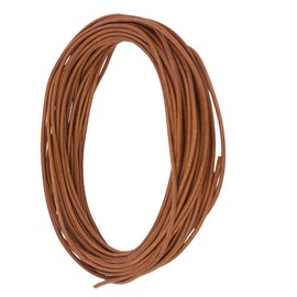 CALFOVERA 10M x 1MM Round Cowhide Genuine Leather Cord for Jewelry Making Light Brown Real Leather String Lace Cording Rope Braiding Strip Thread for Crafting Necklace Bracelets Wraps Beading
