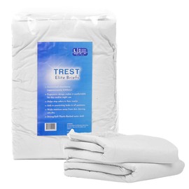 TREST Elite Briefs for Men and Women, Overnight Diapers for Incontinence, Elite Absorbency, Comfortable, Odor Neutralizing and Secure Fit with 2 Wide Tabs - White, Large (Pack of 2)