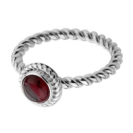 Nena Lina Size Hand Crafted 925 Sterling Silver with Red Garnet Gemstone Silver Ring 212999/001 silver