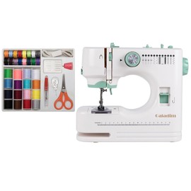 Mini Sewing Machine for Beginner by Galadim (Sewing Supplies set included) - Small Sewing Machines with Two Needle Types, Two Speeds, LED Sewing Light, Foot Pedal GD-073-A2