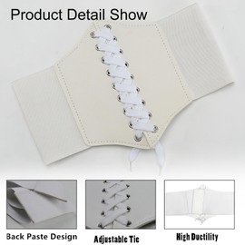 Rakiuty Women's Tied Waspie Belt, Corset Waist Belt, Bustiers, Corsets, Lace-Up Belt, Elastic Waist Belt, Lace-Up RCA Waist Belt for Dresses, Women's Lace-Up Corset Tied, Coffee Colour, White