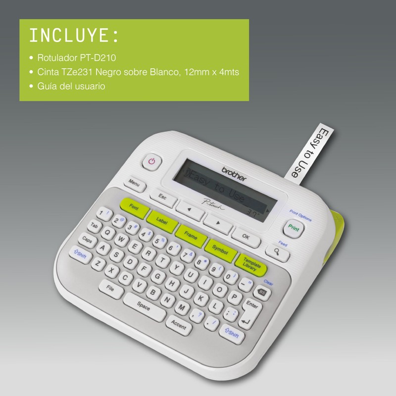 Brother P-touch, PTD210, Easy-to-Use Monochrome Label Maker, One-Touch Keys, Multiple