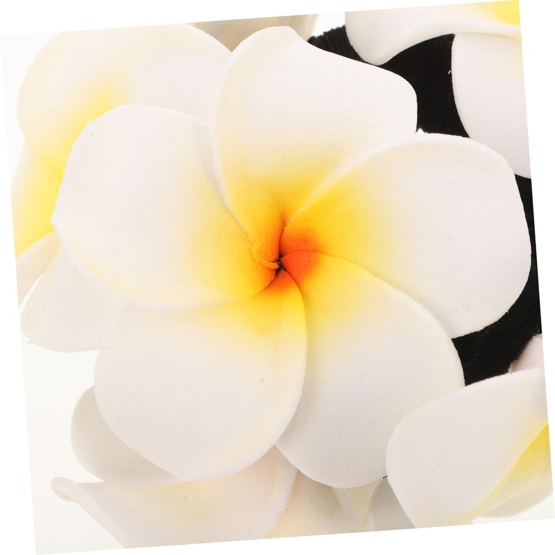 Minkissy Plumeria Garland Hair Tie Hawaiian Flower Hair Band Ponytail