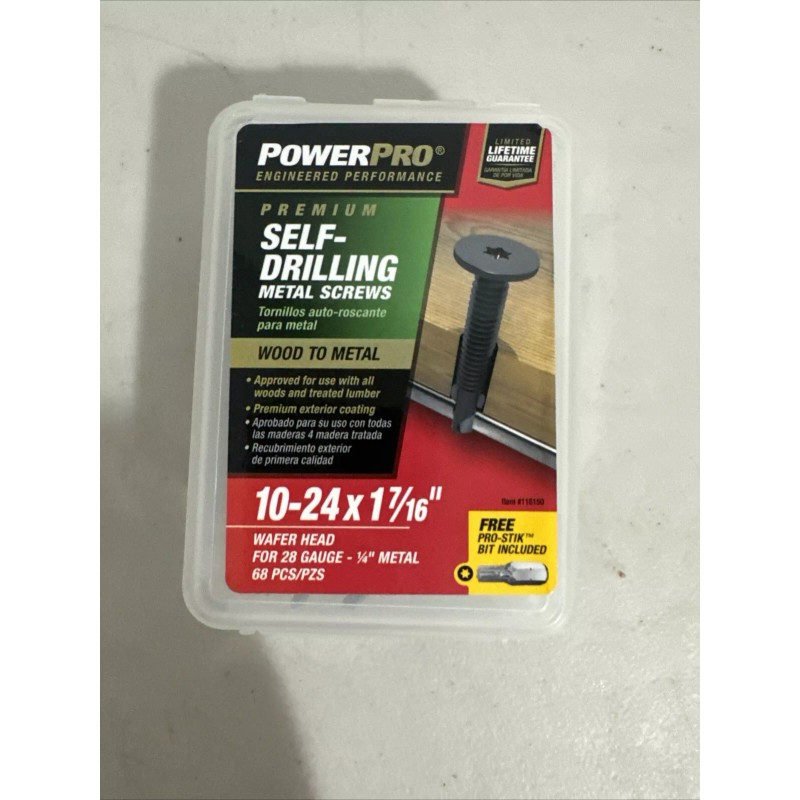 POWERPRO POWER PRO SELF-DRILLING METAL SCREWS 10-24x 1 7/16