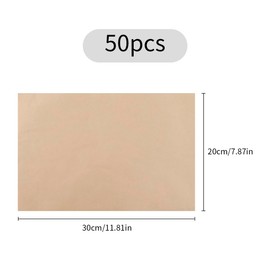 Tabanzhe 50 Sheets 20 * 30cm Brown Pre-Cut Baking Parchment Paper - Non-Stick, Unbleached, Dual-Sided Siliconized, Recyclable Oven Safe Sheets for Kitchen Cooking and Catering (Brown or White)