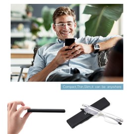 Ultra thin Lightweight Folding Reading Glasses Women Men TR90 Blue Light Blocking Anti UV/Eyestrain Foldable Compact Computer Readers Portable Unique Stretchable Slim Flat case Clear +1.75